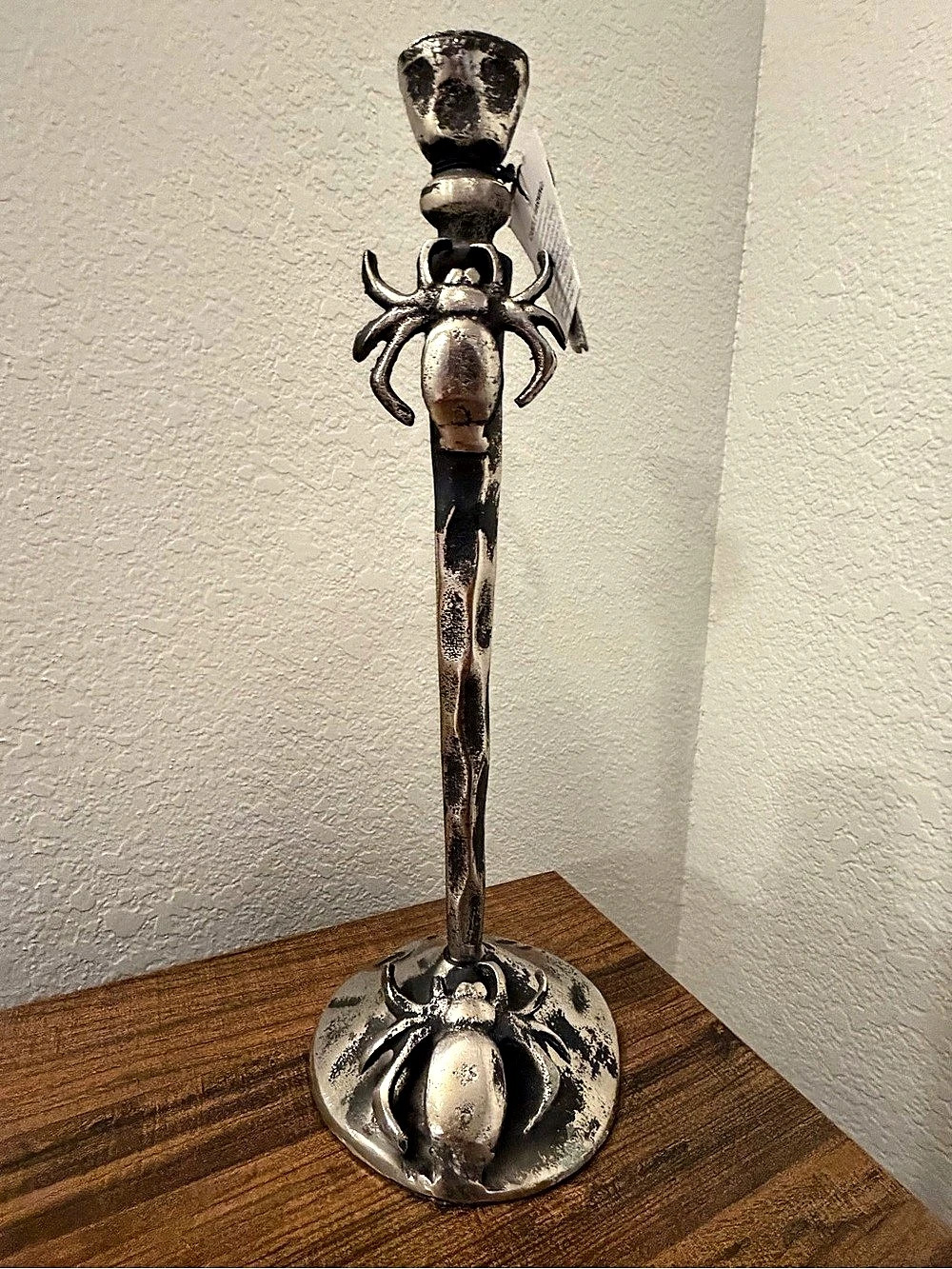 Well Dressed Home Spider Candlestick in Silver & Black NWT